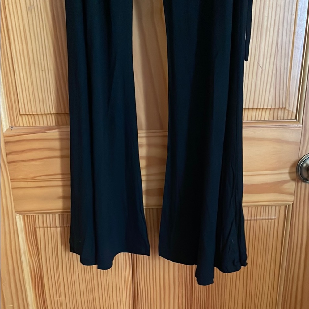 Black wide leg pant with skirt & Side Ties - Picture 10 of 12